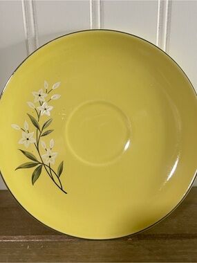 (4) Vintage W.S. George yellow floral saucers